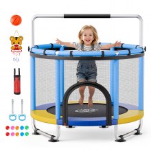 VEVOR 60" Trampoline for Kids, 5 FT Toddler Mini Trampoline, 132 lbs Indoor Outdoor Play Toys with Enclosure Net and Adjustable Gymnastics Bar, Christmas Toys Birthday Gifts for Girls Boys