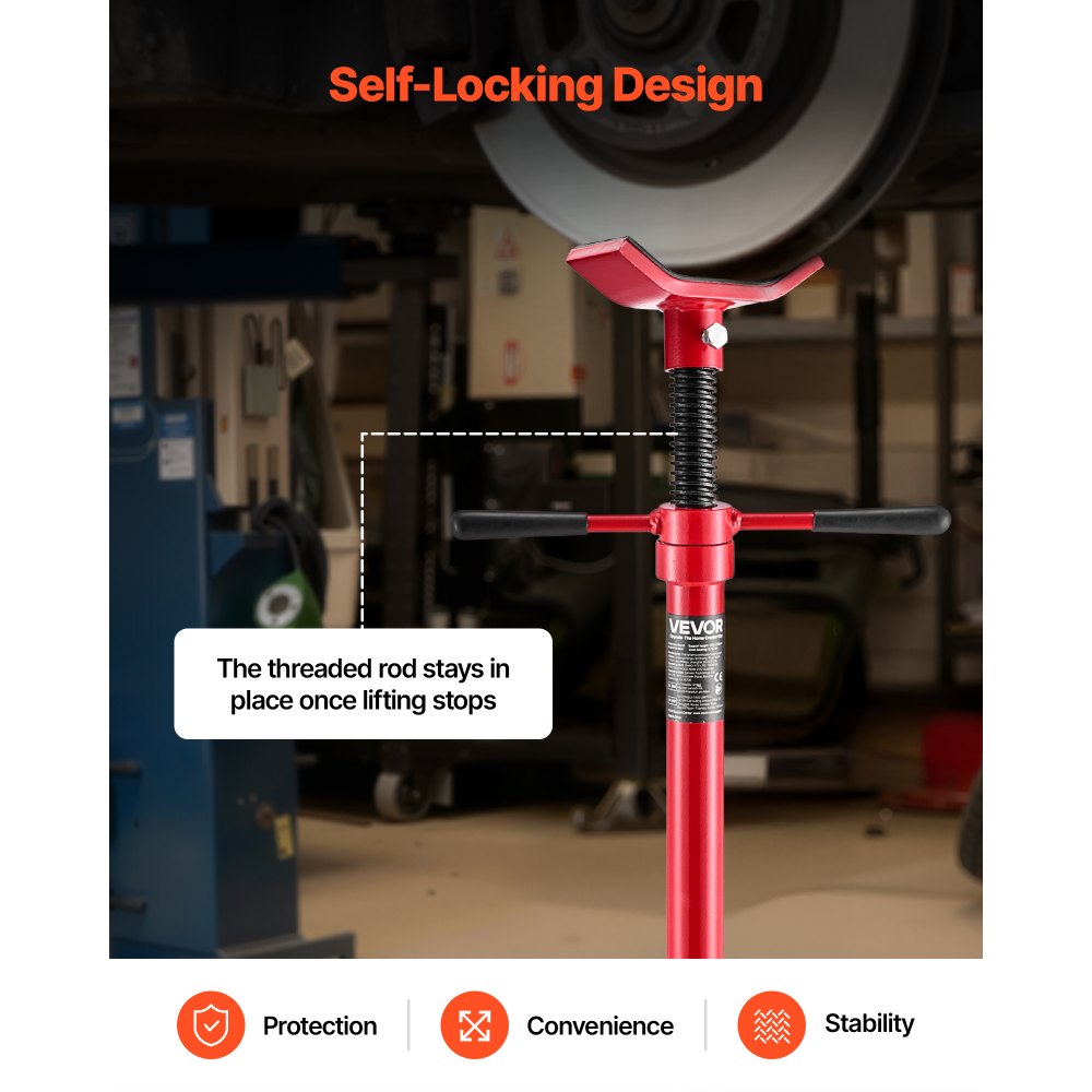 VEVOR Underhoist Support Stand, 3/4 Ton Capacity Under Hoist Jack Stand, Lifting from 1372 to 2130 mm, Bearing Mounted Spin Handle, Self-Locking Threaded Screw, Stable Base, Support Vehicle Components