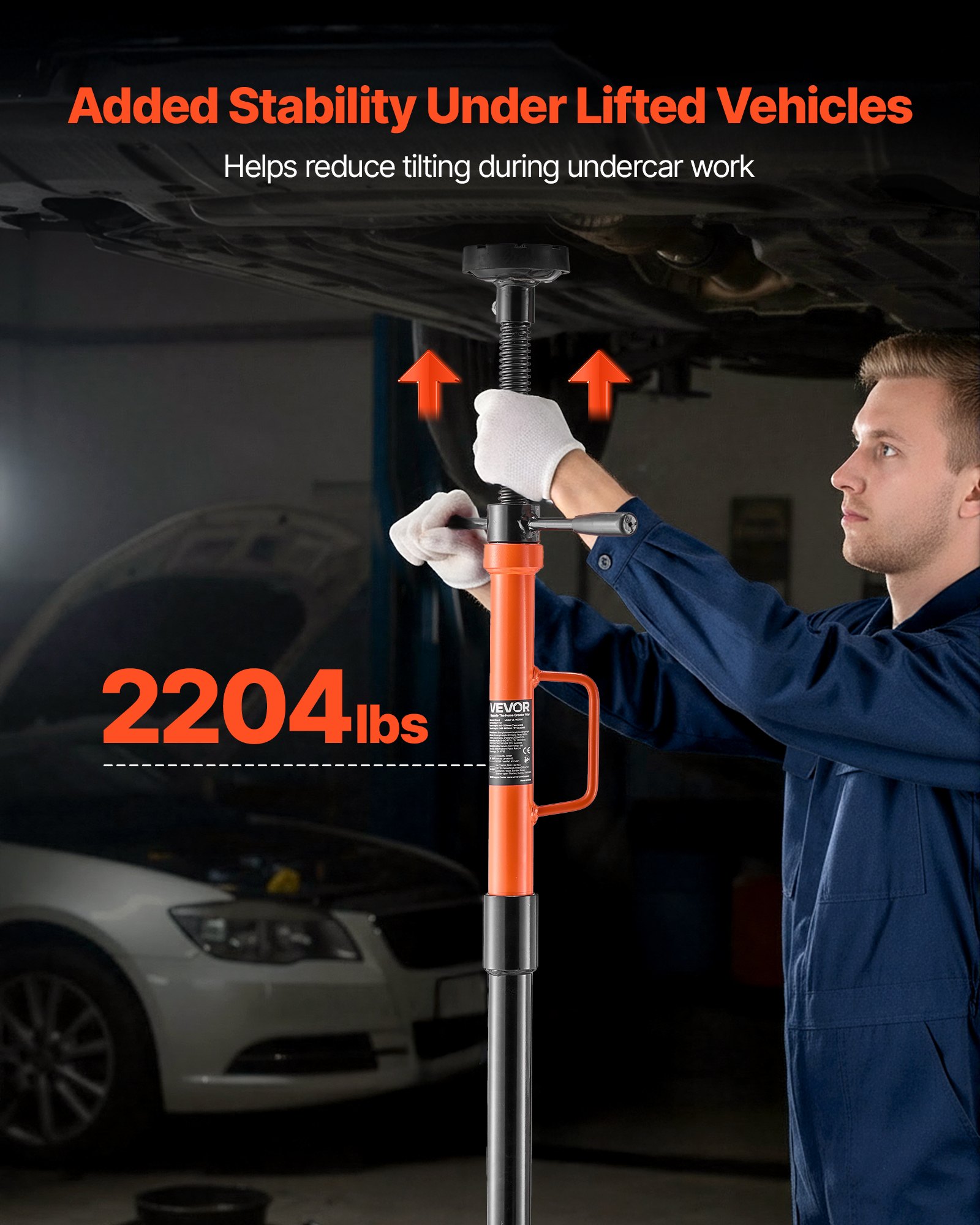 VEVOR Underhoist Support Stand, 1 Ton Capacity Under Hoist Jack Stand with Handle, Adjustable Height, Bearing Mounted Spin Handle, Self-Locking Threaded Screw, Stable Base, Support Vehicle Components