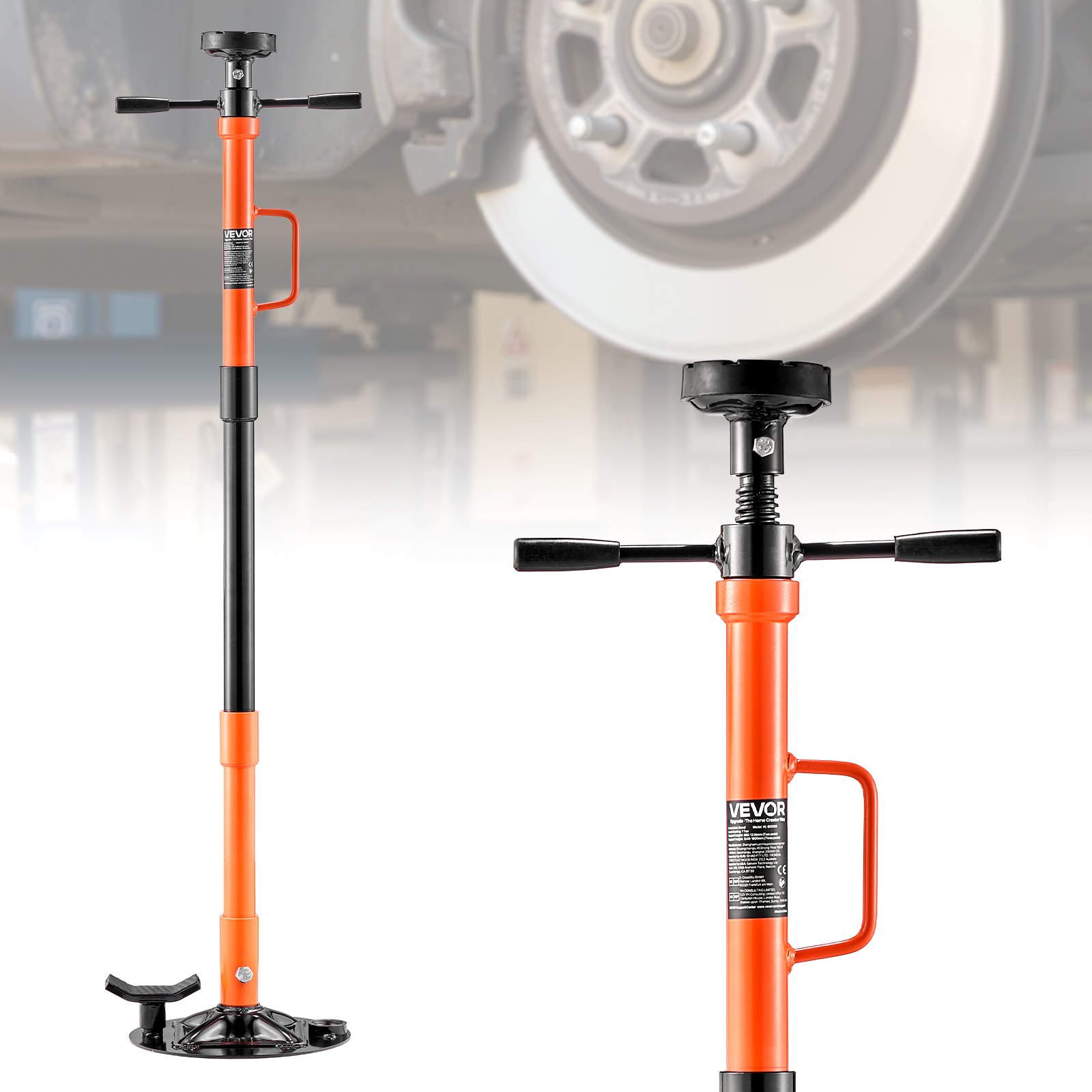 VEVOR Underhoist Support Stand, 1 Ton Capacity Under Hoist Jack Stand with Handle, Adjustable Height, Bearing Mounted Spin Handle, Self-Locking Threaded Screw, Stable Base, Support Vehicle Components