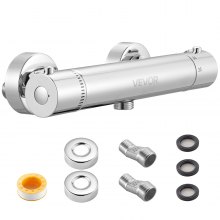 VEVOR Thermostatic Shower Faucet Valve, 38℃ Secure Lock Thermostatic Shower Valve, Hot Cold Water Showering Faucet Temperature Control Valves with Solid Brass Casting for Bathroom, RV, Leak-Proof