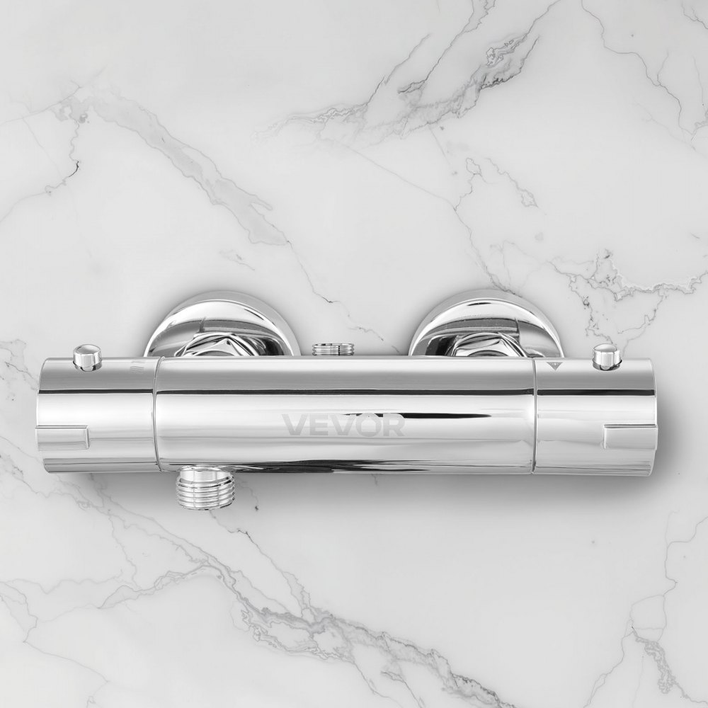 VEVOR Thermostatic Shower Faucet Valve, 100℉ Secure Lock Thermostatic Shower Valve Trim Mixer, Hot Cold Water Showering Faucet Temperature Control Valves for Bathroom, RV, Leak-Proof & Chrome Plated