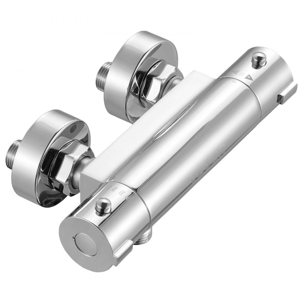 VEVOR Thermostatic Shower Faucet Valve, 100℉ Secure Lock Thermostatic Shower Valve Trim Mixer, Hot Cold Water Showering Faucet Temperature Control Valves for Bathroom, RV, Leak-Proof & Chrome Plated