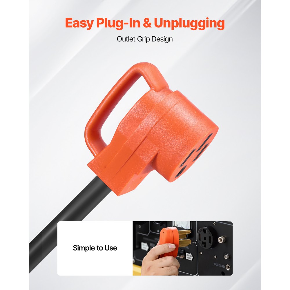 VEVOR Y Splitter Adapter, 30 Amp, 4 Prong Outlet 240 Volt Dryer to EV Charger Adapter, NEMA 14-30P to 14-30R/14-50R, with Grip Handle, Heavy Duty 10 AWG STW Wire, for EV Charger Dryer RV