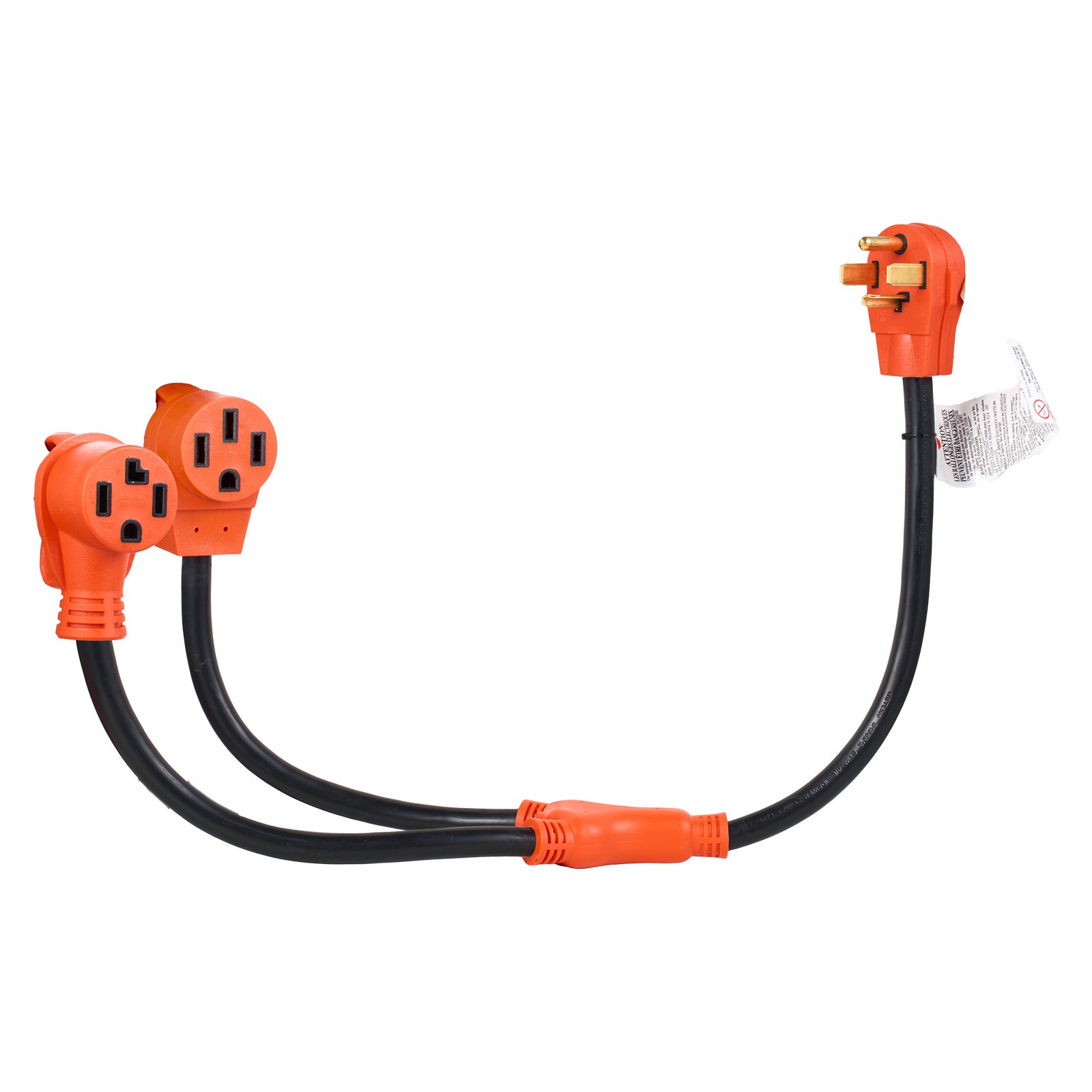 VEVOR Y Splitter Adapter, 30 Amp, 4 Prong Outlet 240 Volt Dryer to EV Charger Adapter, NEMA 14-30P to 14-30R/14-50R, with Grip Handle, Heavy Duty 10 AWG STW Wire, for EV Charger Dryer RV