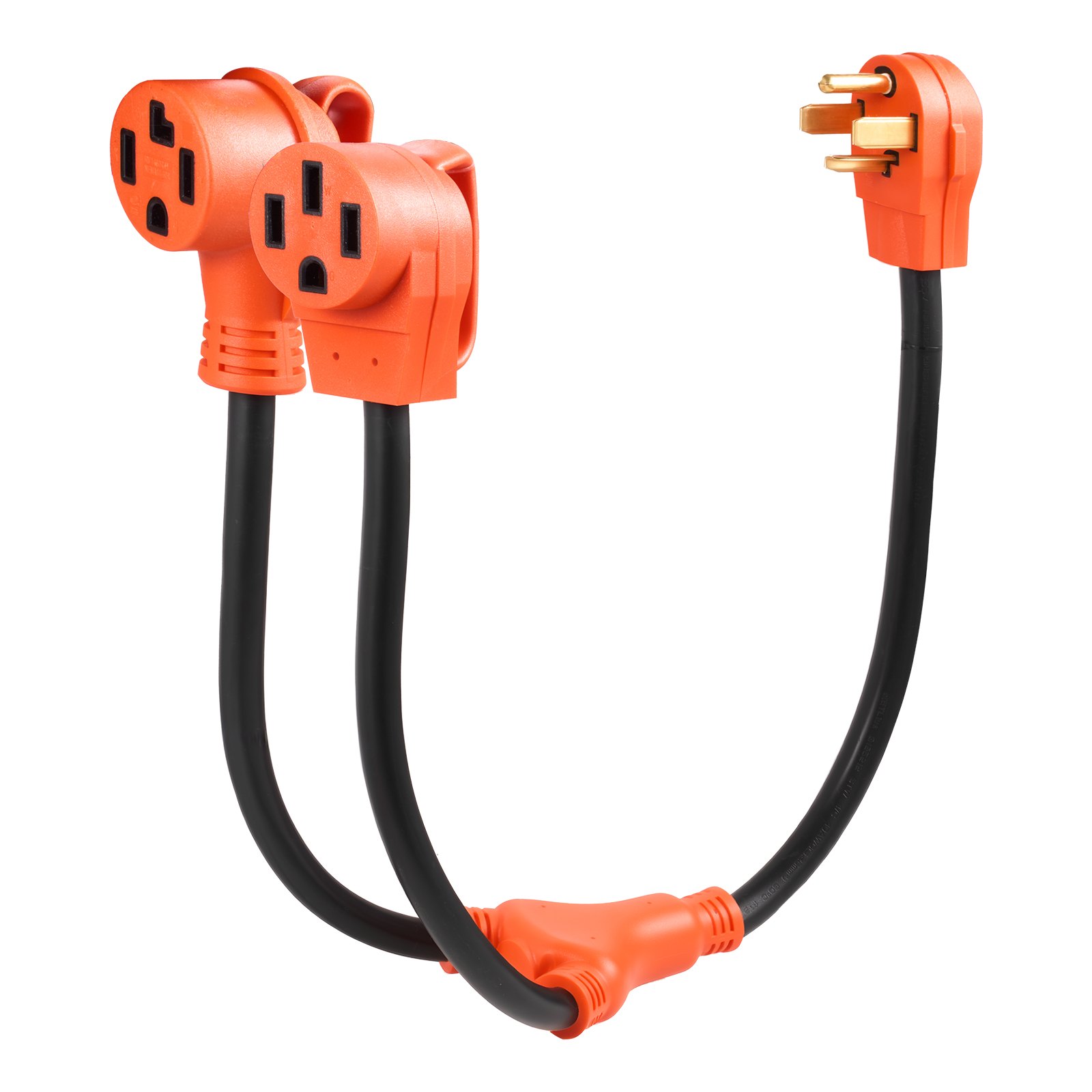 VEVOR Y Splitter Adapter, 30 Amp, 4 Prong Outlet 240 Volt Dryer to EV Charger Adapter, NEMA 14-30P to 14-30R/14-50R, with Grip Handle, Heavy Duty 10 AWG STW Wire, for EV Charger Dryer RV