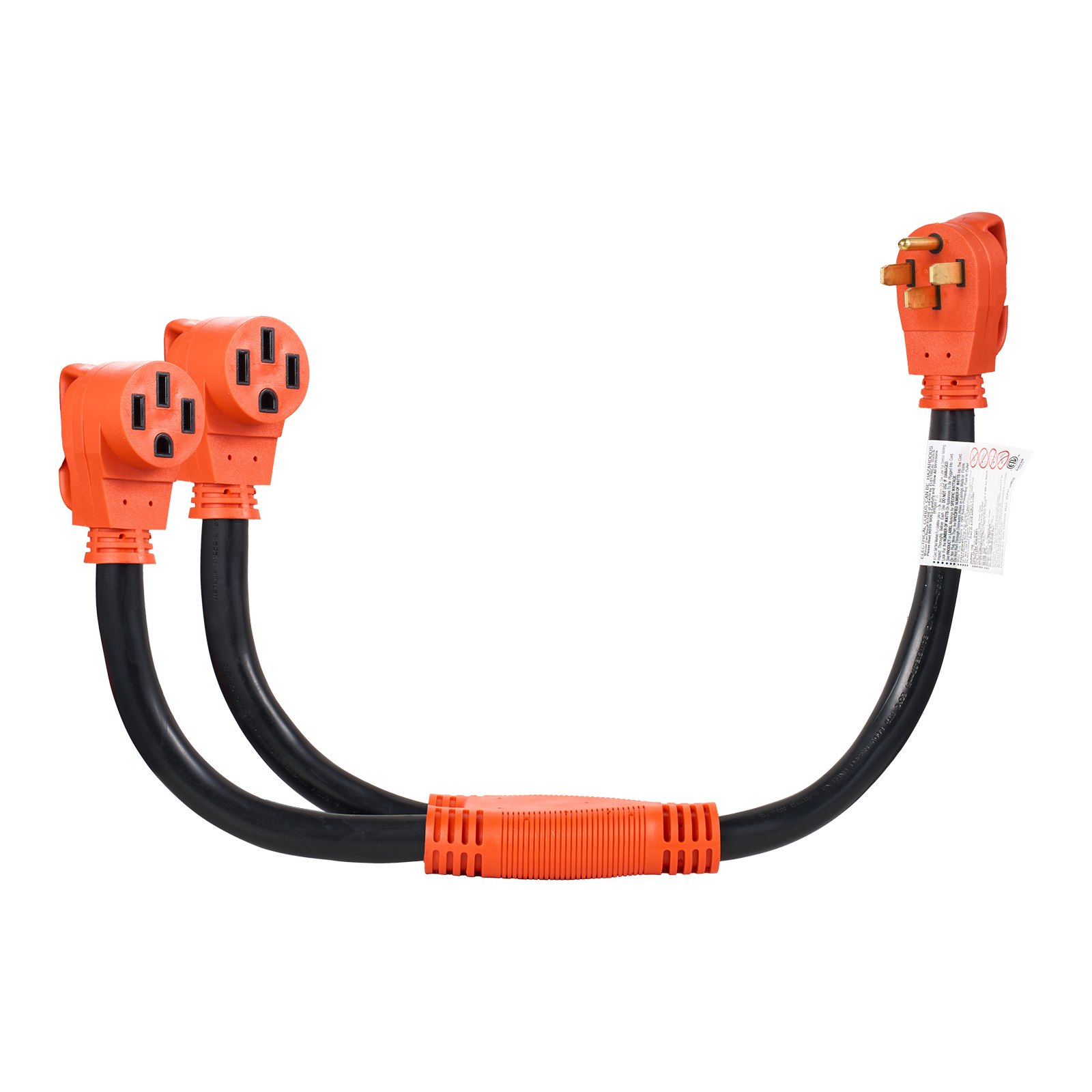 VEVOR Y Splitter Adapter Cord, 50 Amp NEMA 14-50, 4 Prong 240V Splitter for RV and EV, NEMA 14-50P to Dual 14-50R Outlets with Grip Handle, Heavy Duty 6/3+8/1 STW Wire, Outdoor RV Power Extension Cord