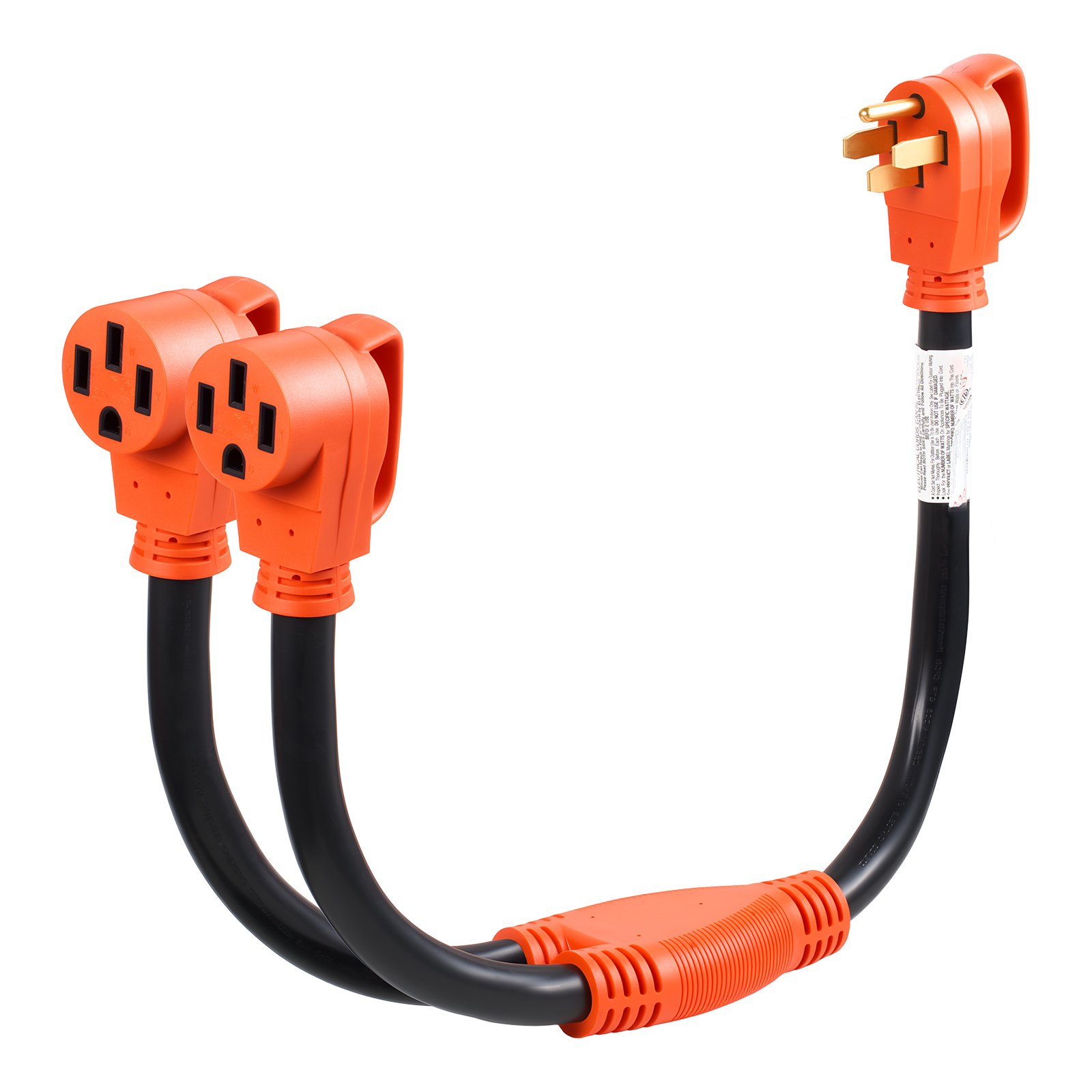 VEVOR Y Splitter Adapter Cord, 50 Amp NEMA 14-50, 4 Prong 240V Splitter for RV and EV, NEMA 14-50P to Dual 14-50R Outlets with Grip Handle, Heavy Duty 6/3+8/1 STW Wire, Outdoor RV Power Extension Cord