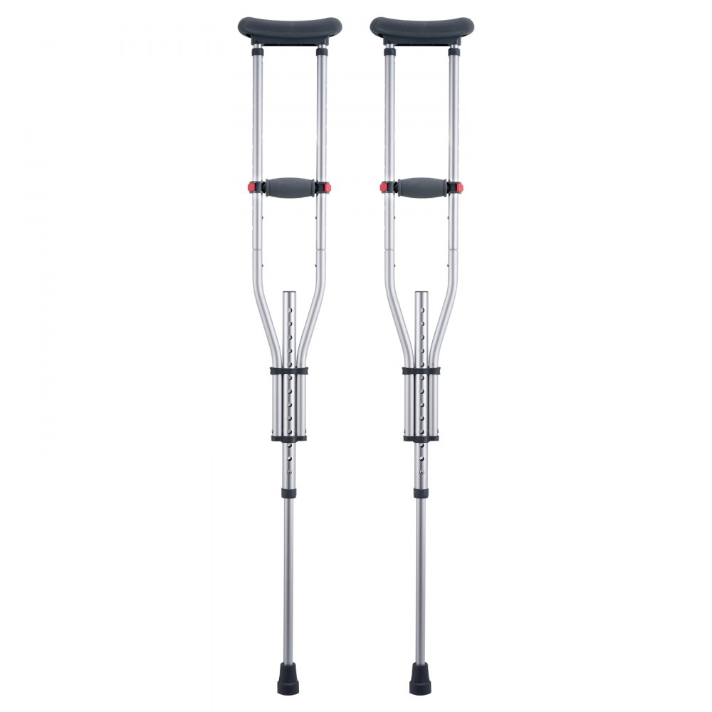 VEVOR Underarm Crutches, 13-Level Height Adjustable Underarm Walking Crutches, Lightweight Aluminum Crutches for Adults Teenager - with Soft Underarm Pad for Leg Injury Surgery Disabled, 1 Pair 300LBS