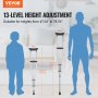 VEVOR Underarm Crutches 13-Level Height Adjustable Under Arm Walking Crutches