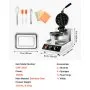 VEVOR Commercial Waffle Maker, 1 Piece per Batch, 1300W Round Waffle Iron, Non-Stick Waffle Baker Machine with 122-572℉ / 50-300℃ Temp Range Teflon-Coated Baking Pans Stainless Steel Body, 120V