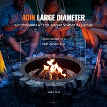 VEVOR Fire Pit Ring Round 40 Inch Outer Steel Liner DIY Campfire Ring Firepit