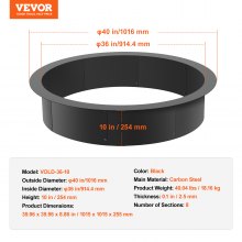 VEVOR Fire Pit Ring Round 40 Inch Outer Steel Liner DIY Campfire Ring Firepit