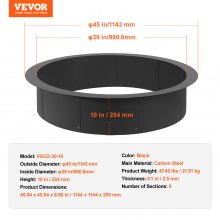 VEVOR Fire Pit Ring Round 44 Inch Outer Steel Liner DIY Campfire Ring Firepit