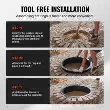 VEVOR Fire Pit Ring Round 35 Inch Outer Steel Liner DIY Campfire Ring Firepit