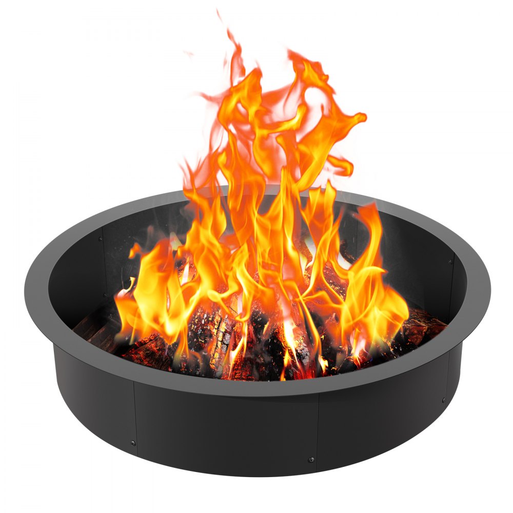 VEVOR Fire Pit Anel Redondo 40” Externo 36” Revestimento Interno de Aço Fogueira de Acampamento Faça Você Mesmo