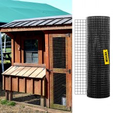 Pânză de feronerie VEVOR, dimensiunea ochiului de 24" x 100" și 1"x1", oțel galvanizat acoperit cu vinil Gard din sârmă pentru pui de calibru 16 cu un clește de tăiere și o pereche de mănuși de material, pentru garduri de grădină și adăposturi pentru animale de companie,