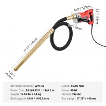 VEVOR Handheld Electric Concrete Vibrator 800W 1.5M Shaft Air Bubble Remover