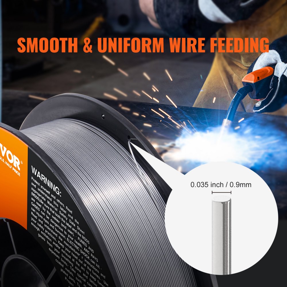 VEVOR welding wire spool with smooth and uniform wire feeding, 0.035 inch / 0.9mm.