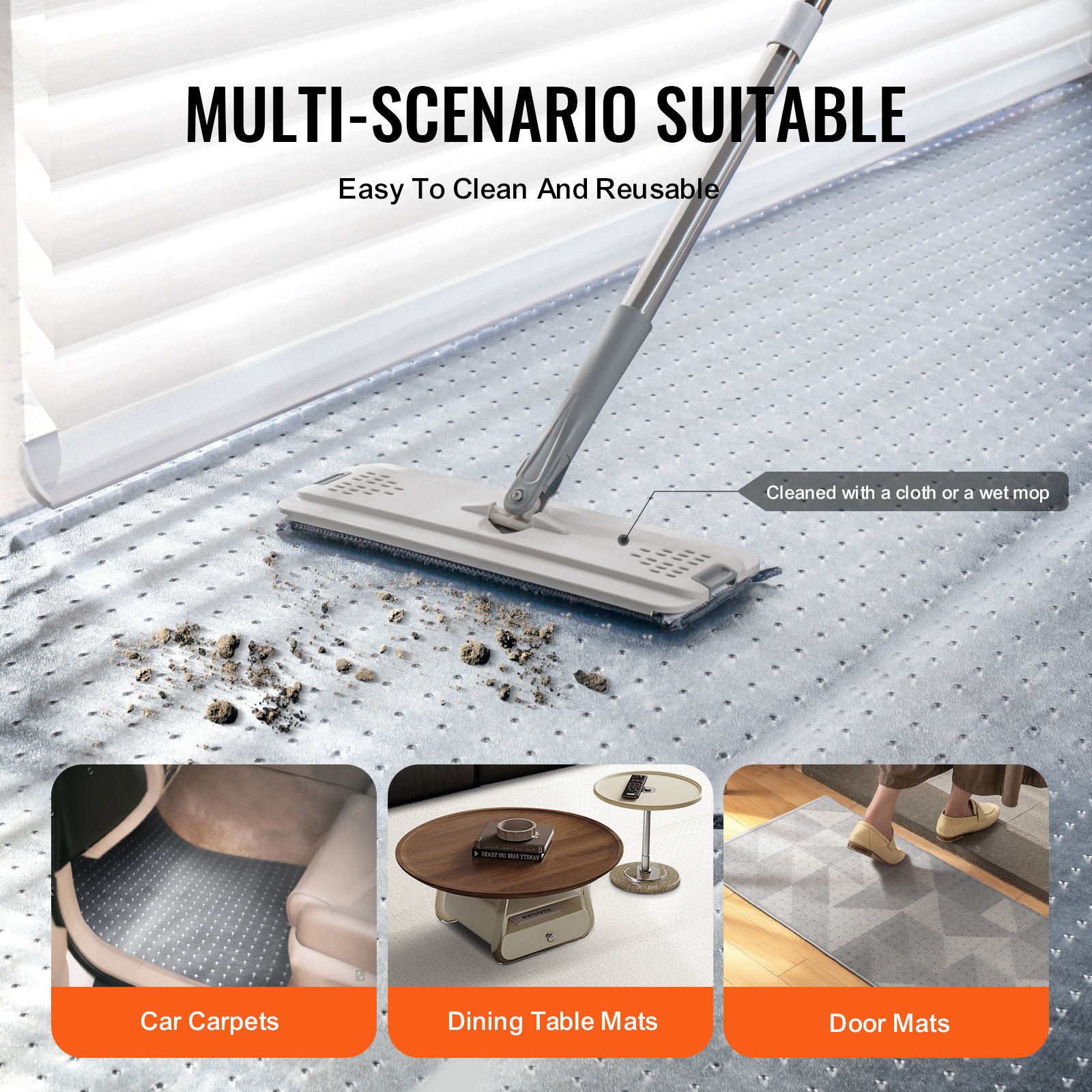 VEVOR Carpet Protector for Pets, 24" x 6' PVC Scratch-Proof Cat Carpet Protector for Doorway, Anti-Slip Cat Scratch Protector Mat, Easy to Cut Plastic Carpet Scratch Stopper, Cat Scratch Guard Carpet