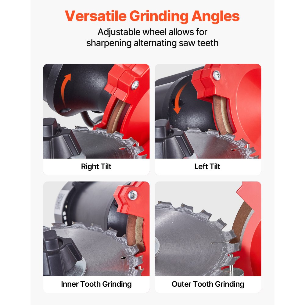 VEVOR Circular Saw Blade Sharpener with Water Tank, 370W 2890RPM Rotary Angle Mill Grinder, Water Injection Sharpening Machine with 125mm Grinding Wheel - Fits Φ80mm to Φ700mm Circular Saw Blades