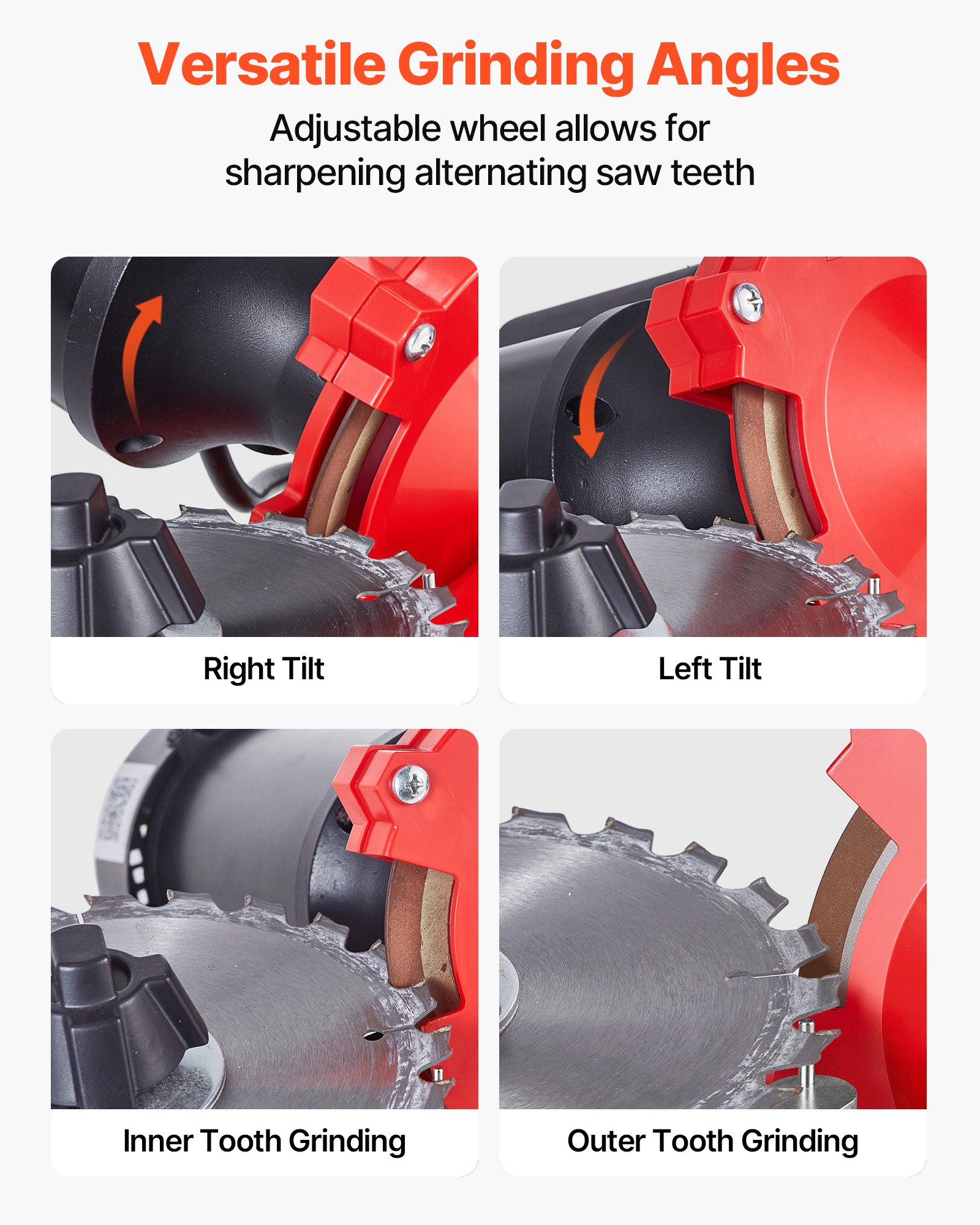 VEVOR Circular Saw Blade Sharpener with Water Tank, 370W 2890RPM Rotary Angle Mill Grinder, Water Injection Sharpening Machine with 125mm Grinding Wheel - Fits Φ80mm to Φ700mm Circular Saw Blades