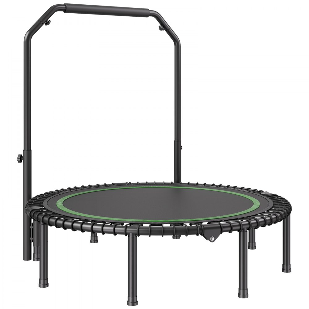 VEVOR Foldable Mini Trampoline, 51 Inch Fitness Rebounder, Max Load 450lbs Exercise Trampoline, Stable & Quiet Trampoline with 4 Level Height Adjustable Foam Handle, for Adults Indoor/Garden Workout