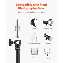 VEVOR Air Cushioned Aluminum Photography Light Stand with Boom Arm Adjustable