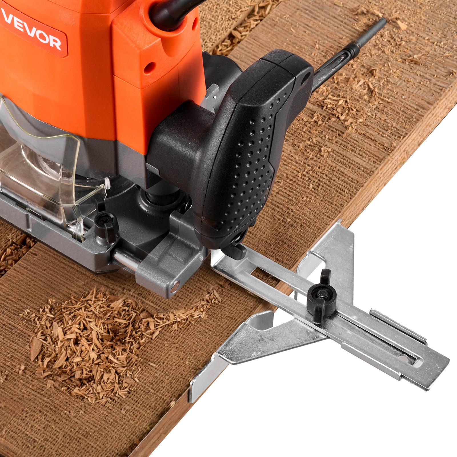 VEVOR Wood Router, 1.6 HP 1200W, Variable Speed Router Tool with Soft Start, Compact Wood Edge Trimmer with Plunge Base, Dust Hood & Parallel Guide, for Woodworking, Trimming, DIY Projects, Corded