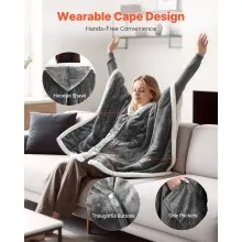 VEVOR Wearable Heated Throw Blanket Electric Shawl, Portable Robe Blanket Hoodie for Women, 5 Heating Levels, 3H Auto Shut-Off, Overheat Protection,Winter for Adult Mom Girlfriend,Machine Washable