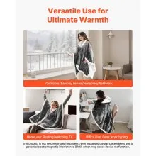 VEVOR Wearable Heated Throw Blanket Electric Shawl, Portable Robe Blanket Hoodie for Women, 5 Heating Levels, 3H Auto Shut-Off, Overheat Protection,Winter for Adult Mom Girlfriend,Machine Washable