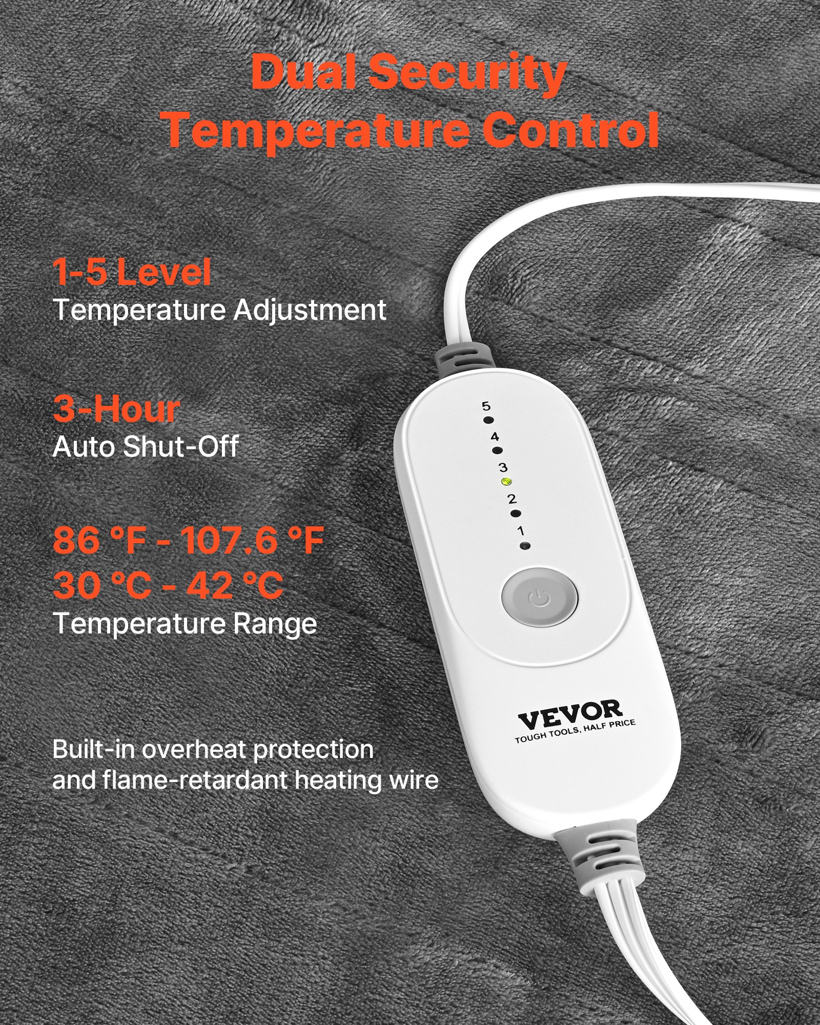 VEVOR Wearable Heated Throw Blanket Electric Shawl, Portable Robe Blanket Hoodie for Women, 5 Heating Levels, 3H Auto Shut-Off, Overheat Protection,Winter for Adult Mom Girlfriend,Machine Washable