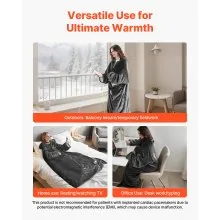 VEVOR Wearable Electric Heated Throw Blanket with Foot Pocket & Sleeves, Portable Robe Snuggie Blankets for Women, 10 Heating Levels, 12H Auto Shut-Off, Machine Washable, 50 x 70 inch, Grey