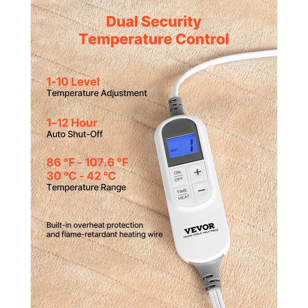 VEVOR Wearable Electric Heated Throw Blanket with Foot Pocket & Sleeves, Portable Robe Snuggie Blankets for Women, 10 Heating Levels, 12H Auto Shut-Off, Machine Washable, 50 x 70 inch, Beige