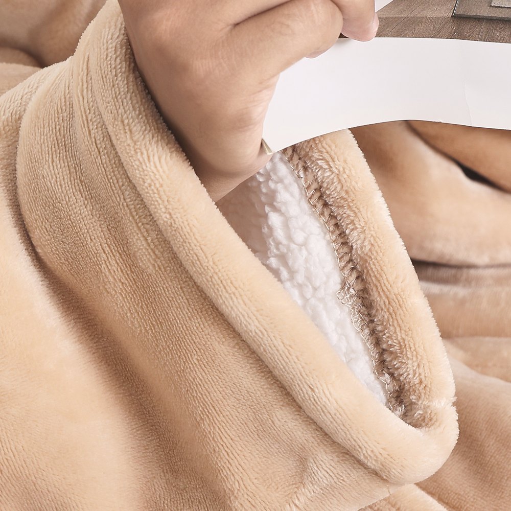 VEVOR Wearable Electric Heated Throw Blanket with Foot Pocket & Sleeves, Portable Robe Snuggie Blankets for Women, 10 Heating Levels, 12H Auto Shut-Off, Machine Washable, 50 x 70 inch, Beige