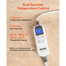 VEVOR Wearable Electric Heated Throw Blanket with Foot Pocket & Sleeves, Portable Robe Snuggie Blankets for Women, 10 Heating Levels, 12H Auto Shut-Off, Machine Washable, 50 x 70 inch, Beige