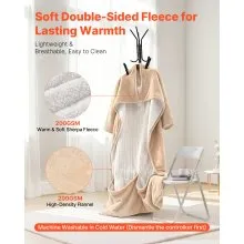 VEVOR Wearable Electric Heated Throw Blanket with Foot Pocket & Sleeves, Portable Robe Snuggie Blankets for Women, 10 Heating Levels, 12H Auto Shut-Off, Machine Washable, 50 x 70 inch, Beige