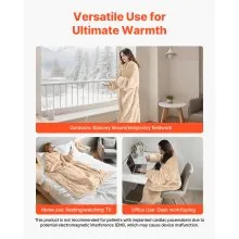 VEVOR Wearable Electric Heated Throw Blanket with Foot Pocket & Sleeves, Portable Robe Snuggie Blankets for Women, 10 Heating Levels, 12H Auto Shut-Off, Machine Washable, 50 x 70 inch, Beige