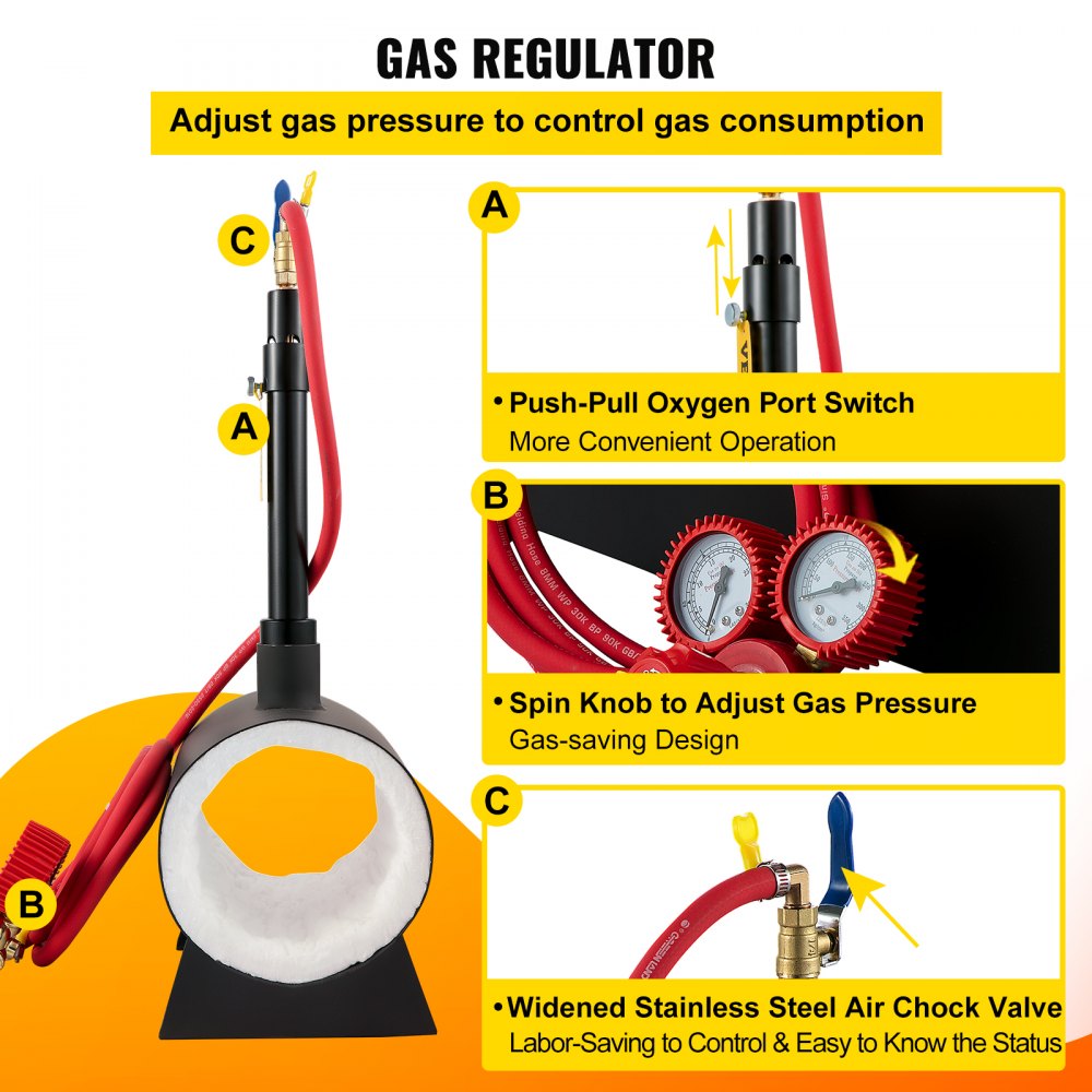 VEVOR Gas Propane Forge Furnace Burner Portable Single Burner Metal Tool Making