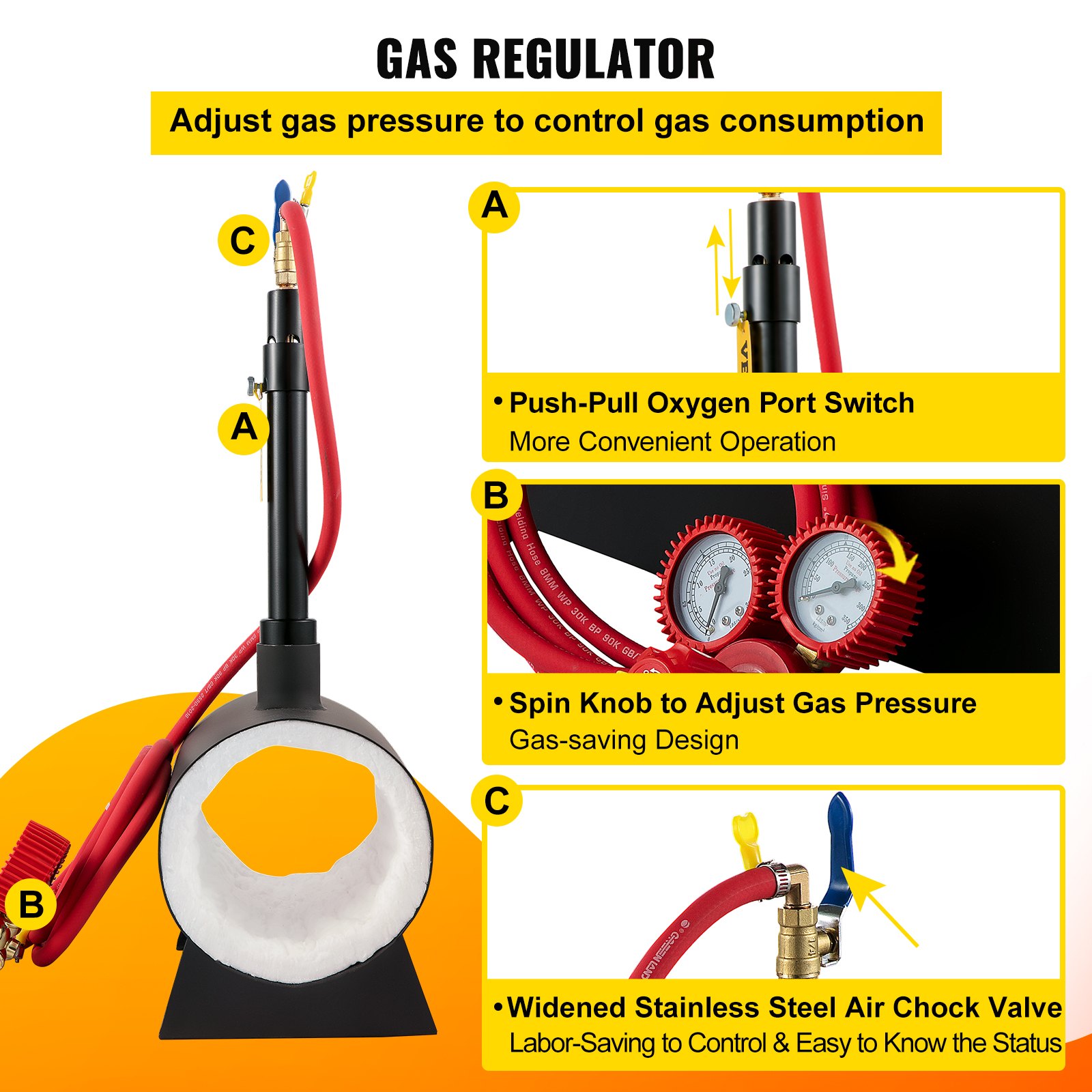 VEVOR Gas Propane Forge Furnace Burner Portable Single Burner Metal Tool Making