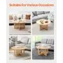 VEVOR Rattan Coffee Table, Round Rattan Woven Wood Coffee Table with Rubber Wood Top, 33 in Modern Boho Circular Storage Coffee Table with Natural Wood Legs, for Living Room, Bedroom & Small Spaces