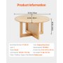 VEVOR Rattan Coffee Table Round Wood Coffee Table Single Tier for Living Room