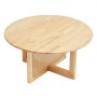 VEVOR Rattan Coffee Table, Round Rattan Woven Wood Coffee Table with Rubber Wood Top, 33 in Modern Boho Circular Storage Coffee Table with Natural Wood Legs, for Living Room, Bedroom & Small Spaces