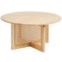 VEVOR Rattan Coffee Table, Round Rattan Woven Wood Coffee Table with Rubber Wood Top, 33 in Modern Boho Circular Storage Coffee Table with Natural Wood Legs, for Living Room, Bedroom & Small Spaces