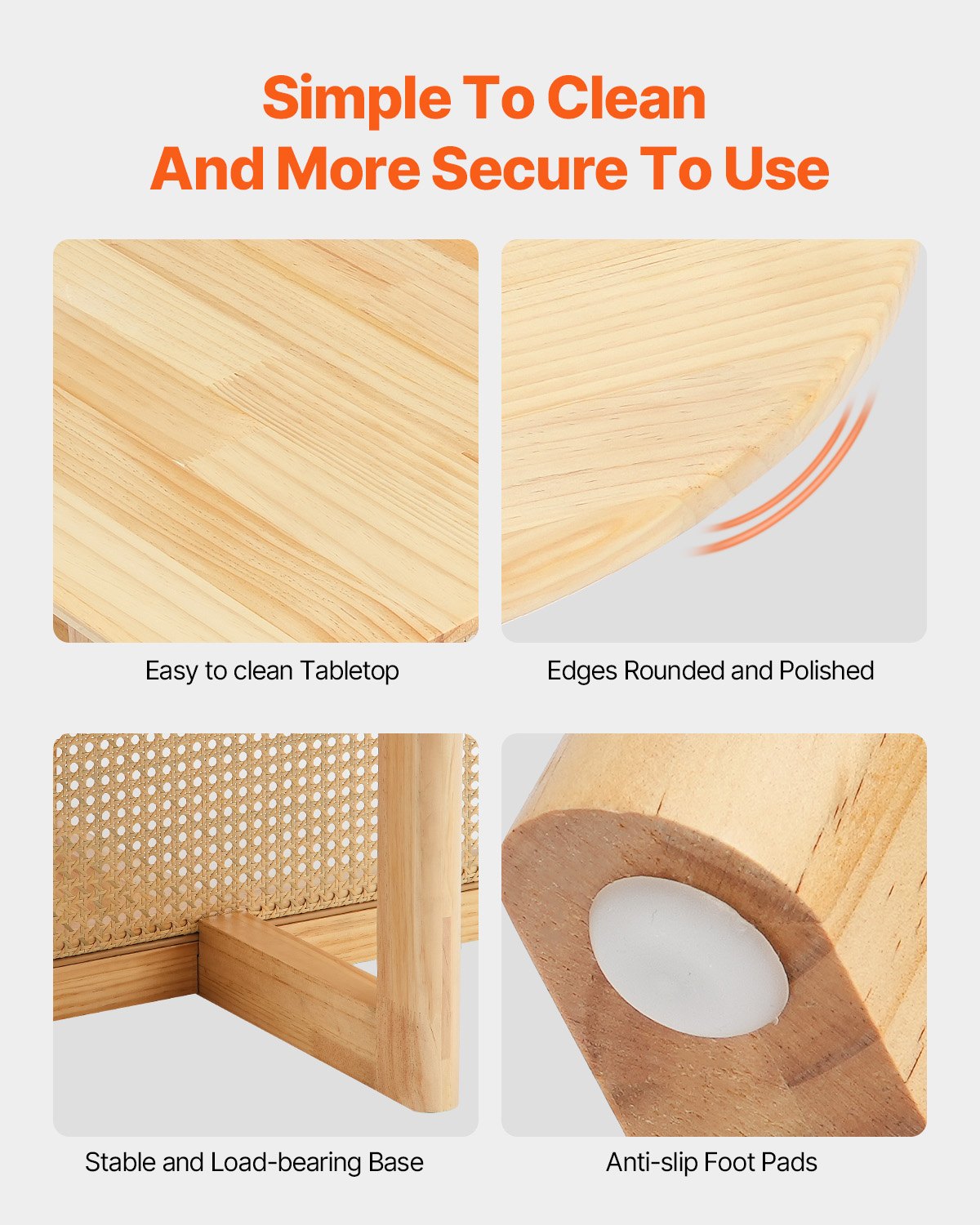 VEVOR Rattan Coffee Table, Round Rattan Woven Wood Coffee Table with Rubber Wood Top, 33 in Modern Boho Circular Storage Coffee Table with Natural Wood Legs, for Living Room, Bedroom & Small Spaces