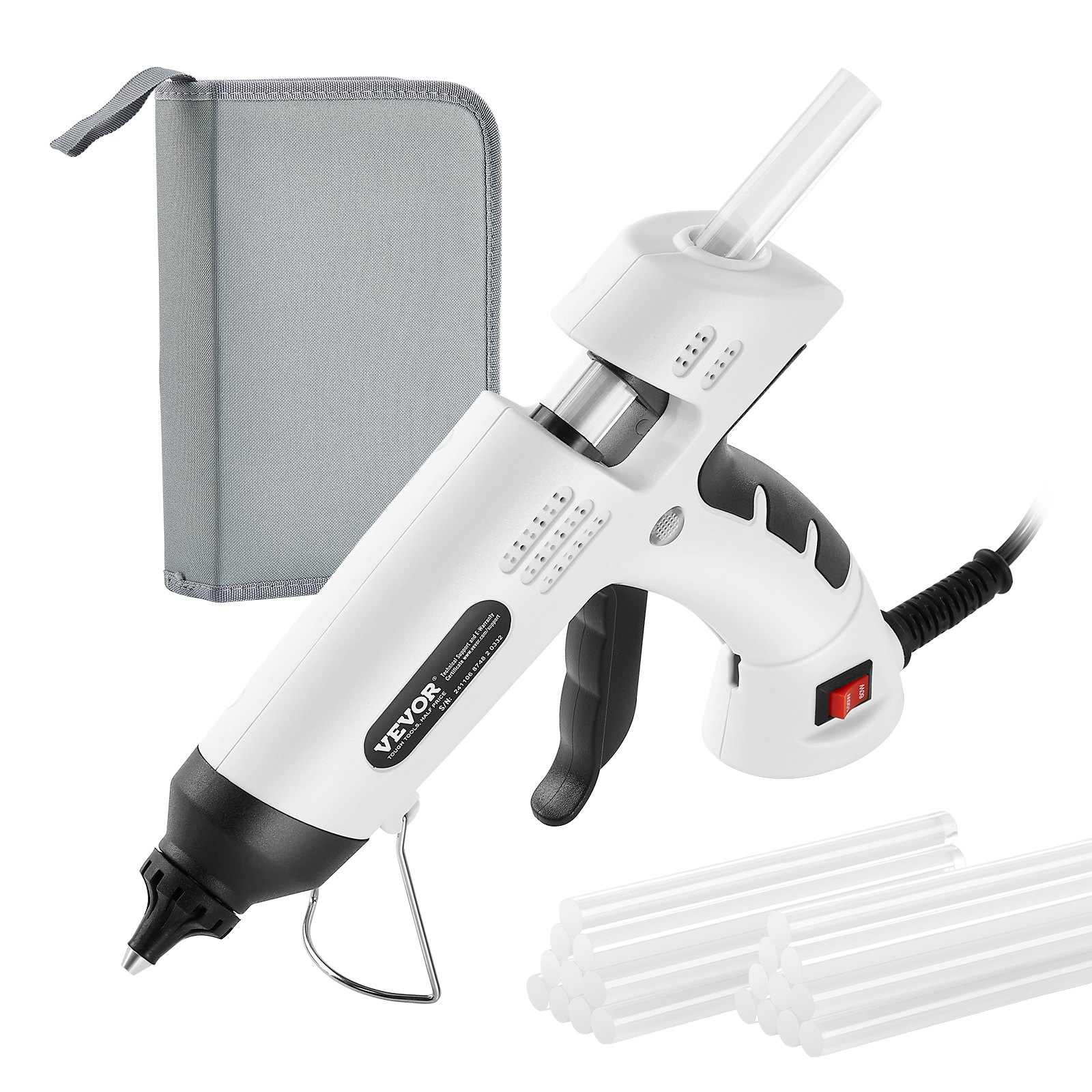 VEVOR Hot Glue Gun, 60/100W Dual Power, Mini Hot Glue Gun with 20 Premium Glue Sticks and Oxford Cloth Bag, Fast Preheating & High Temp Melt Glue Gun for Crafts, Arts, DIY, Quick Home Repairs, White