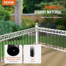 VEVOR Staircase Metal Balusters, 3/4'' Round x 32'' Long Aluminum Decorative Banister Spindles, 101 Pack Deck Baluster with Screws, Classic Hollow Deck Railing Satin Black Powder Coated for Porch