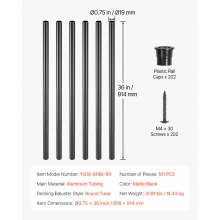 Metal Staircase Balusters 101 Pack 36 In Aluminum Spindles with Screws/Rail Caps