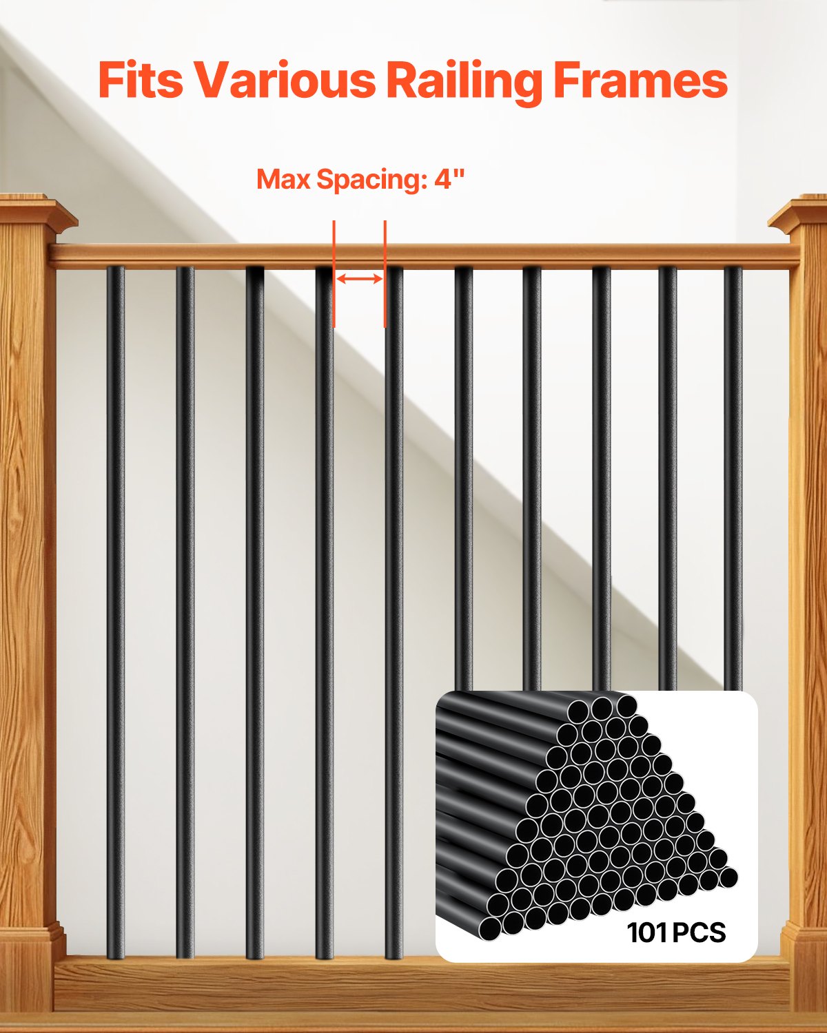 VEVOR Staircase Balusters 101 Pack 32 In Aluminum Spindles with Screws/Rail Caps