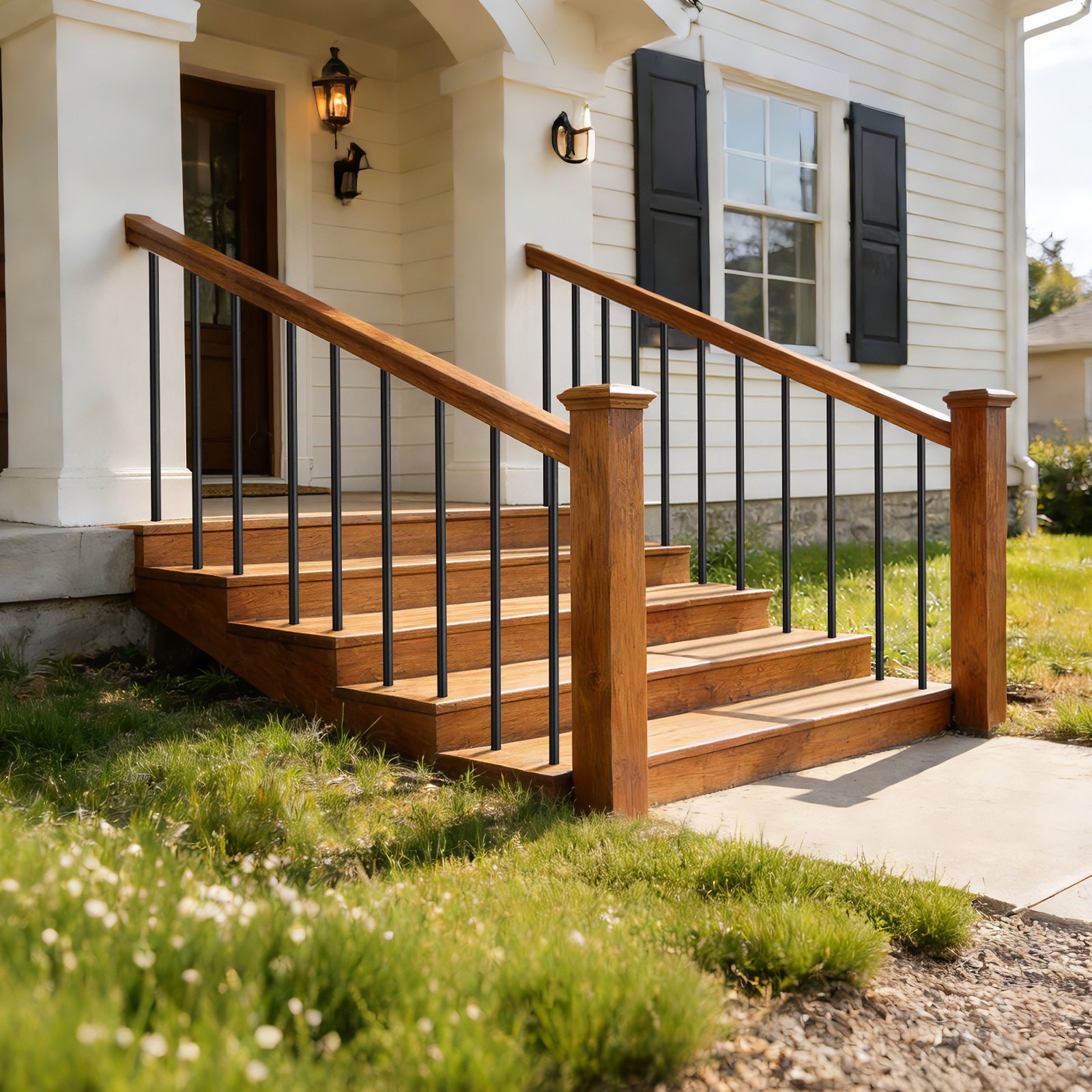 VEVOR 125 Pack Deck Balusters, 91.4 cm Aluminum Railing Spindles, 1.9 cm Diameter Hollow Round Metal Decking Stair Balusters with Connectors, Screws, for Deck, Porch & Staircase Railing Fence, Black